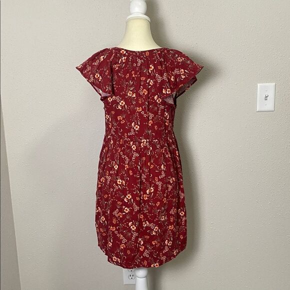 NWT Old Navy Red Fall Floral Short Flutter Sleeve Dress Women's Size XS - Picture 8 of 12